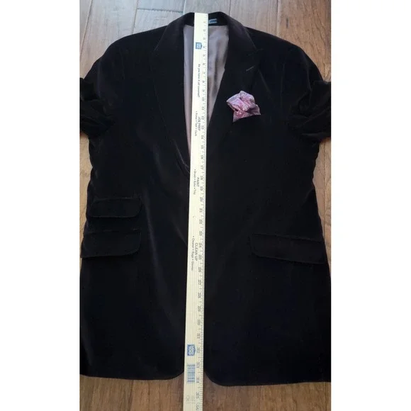 ARNOLD BRANT Men's Velvet Burgundy 3 Front Pockets Split back Blazer Size 44R - Picture 6 of 10